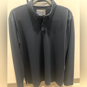 TWILLORY - Men’s Navy Performance Long Sleeve Polo - Size Large